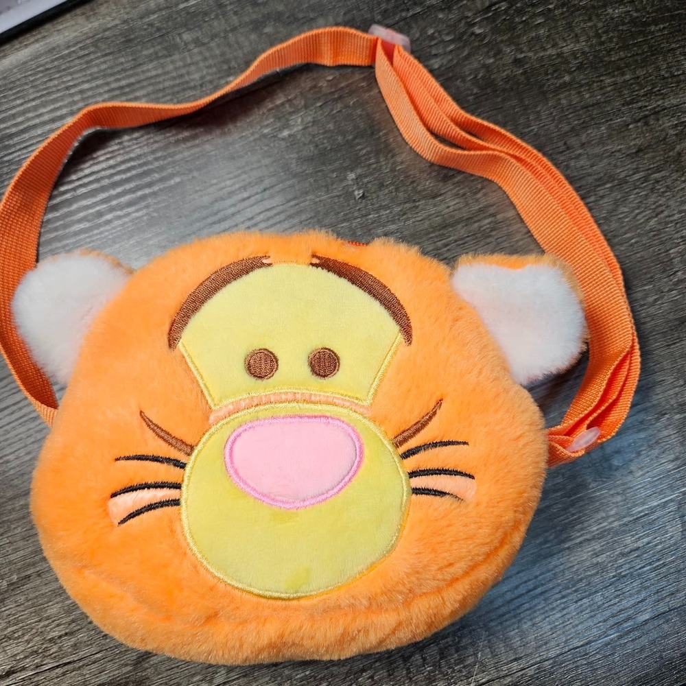 Disney Tigger Face Plush Crossbody Bag Zipper Purse Winnie the Pooh Kids New